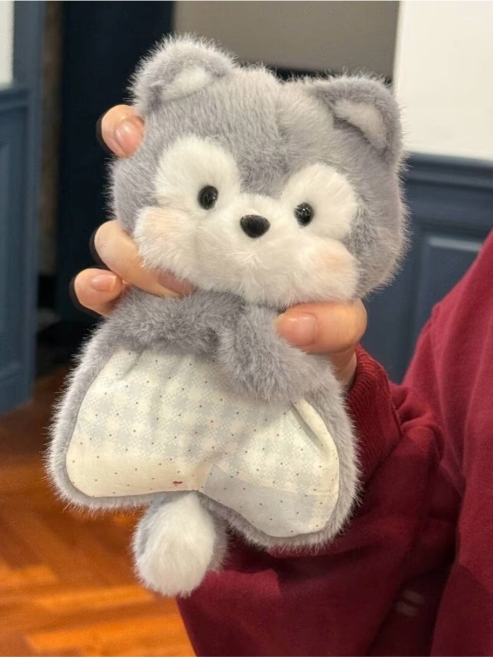 Cute Husky Bean Bag Plush – 6.3” Floral Outfit Stuffed Dog Keychain